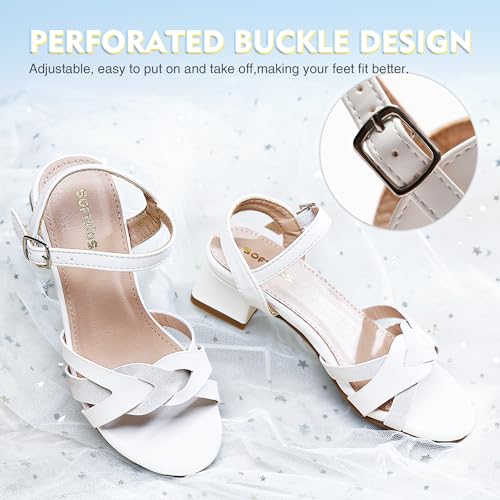 Image of Girls Sandals Low Heels Girl Dress Shoes Open Toe Flower Girl Wedding Party for Toddler Little Big Kid
