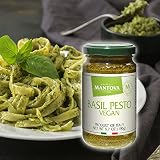 Mantova Vegan Pesto 6.7oz Jar (Pack of 2) – Authentic Italian Plant-Based Pasta Sauce, Dairy-Free Genovese-Style Pesto with Fresh Basil, Oil, and Nuts – Ideal for Pasta, Sandwiches, and Recipes