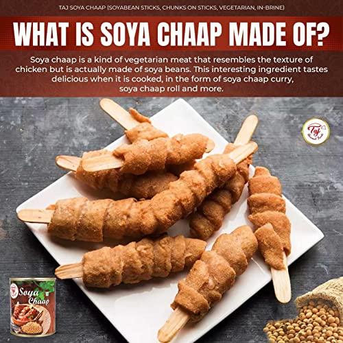 Taj Soya Chaap (Soyabean Sticks, Chunks On Sticks, Vegetarian, In-Brine), 850G #TOP1