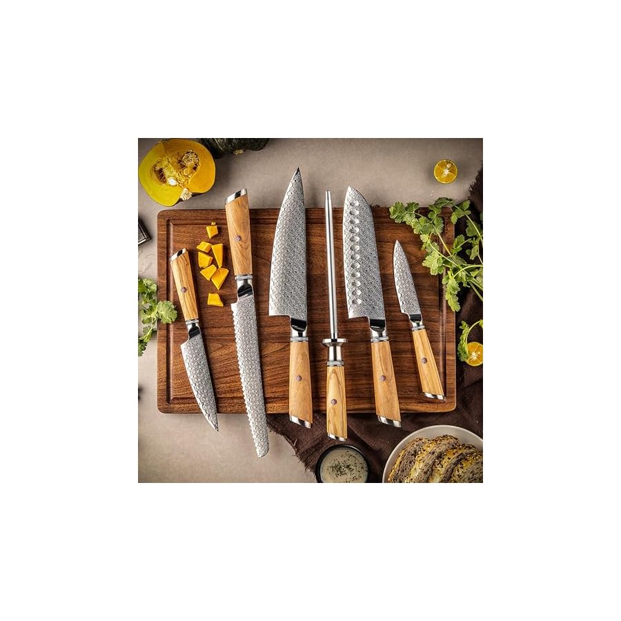 Kitchen-Knife-Set7-Piece-Damascus-Kitchen-Knife-Set-Professional-67-Layer-Japanese-AUS10-Steel-Chefs-Cleaver-KnifeKitchen-ScissorsKnife-SharpeningBread-Knife-More ZILNEHZ Kitchen Knife Set,7-Piece Damascus Kitchen Knife Set Professional 67-Layer Japanese AUS10 Steel - Chef's Cleaver Knife,Kitchen Scissors,Knife Sharpening,Bread Knife,& More