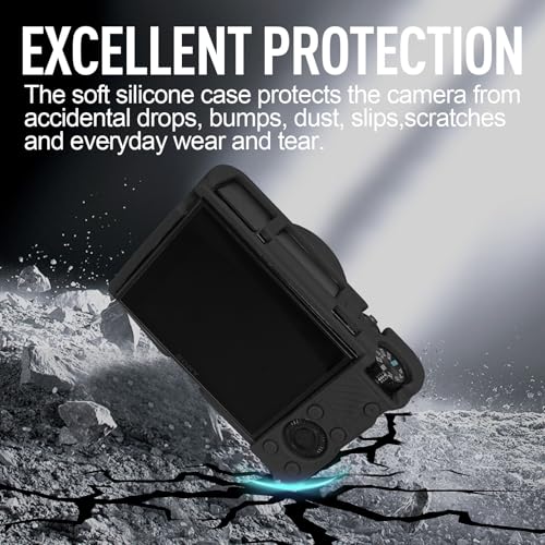 Image of Easy Hood Case for Sony DSC-RX100 IV V VI VII DSLR Camera, Silicone Camera Case Lightweight Soft Carrying Cover with Removable Lens Cover (Black)