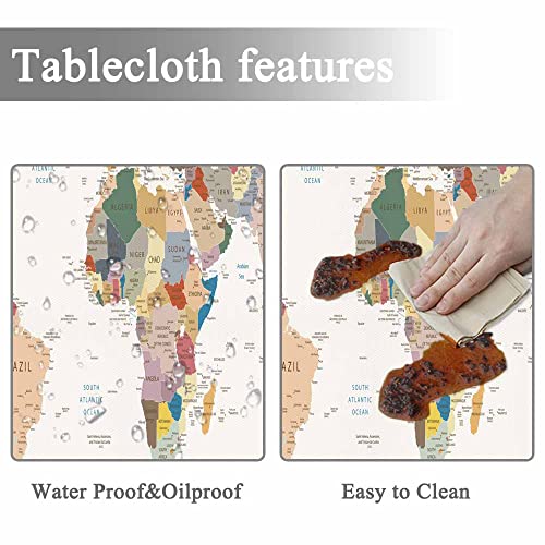 Yibeas Round Tablecloth 60 inch World Map Tablecloth Vintage Colors Highly Detailed Political Table Cloth for Dining Tables, Parties, Wedding and Banquet Decoration by Yibeas - Used condition - Image 2