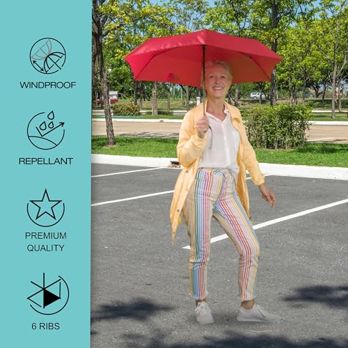 Knirps Ombrello Tascabile Ultra U.200 Medium Duomatic - Automatico Aperto-Chiuso - A Prova Di Tempesta - Antivento – Rosso - 9