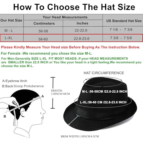 Image of 5 Pack Bulk Cuban Fedora Sun Hats Men with Adjustable Strap, Short Brim 1920s Unisex Party Costume Hats Women.