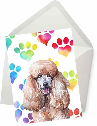 Tarjeta de felicitación de perro caniche real, tarjeta para esposa, marido, novio, novia, perro, mamá, papá, tarjeta para él, su amigo, hermano,