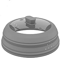 Vista 17 de Cubierta para salpicaduras de microondas, cubierta plegable de silicona para plato de microondas con vidrio para alimentos, tapa protectora de Negro