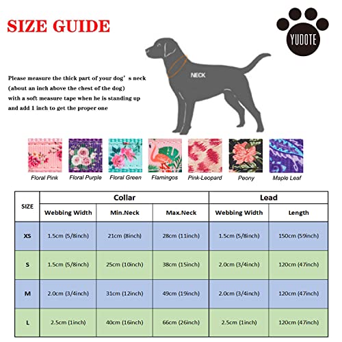 YUDOTE Puppy Collar and Lead Set,Strong Nylon Collar Leash Matching Kit for Extra Small Active Female Dogs Daily Use,Floral Pink - Image 2