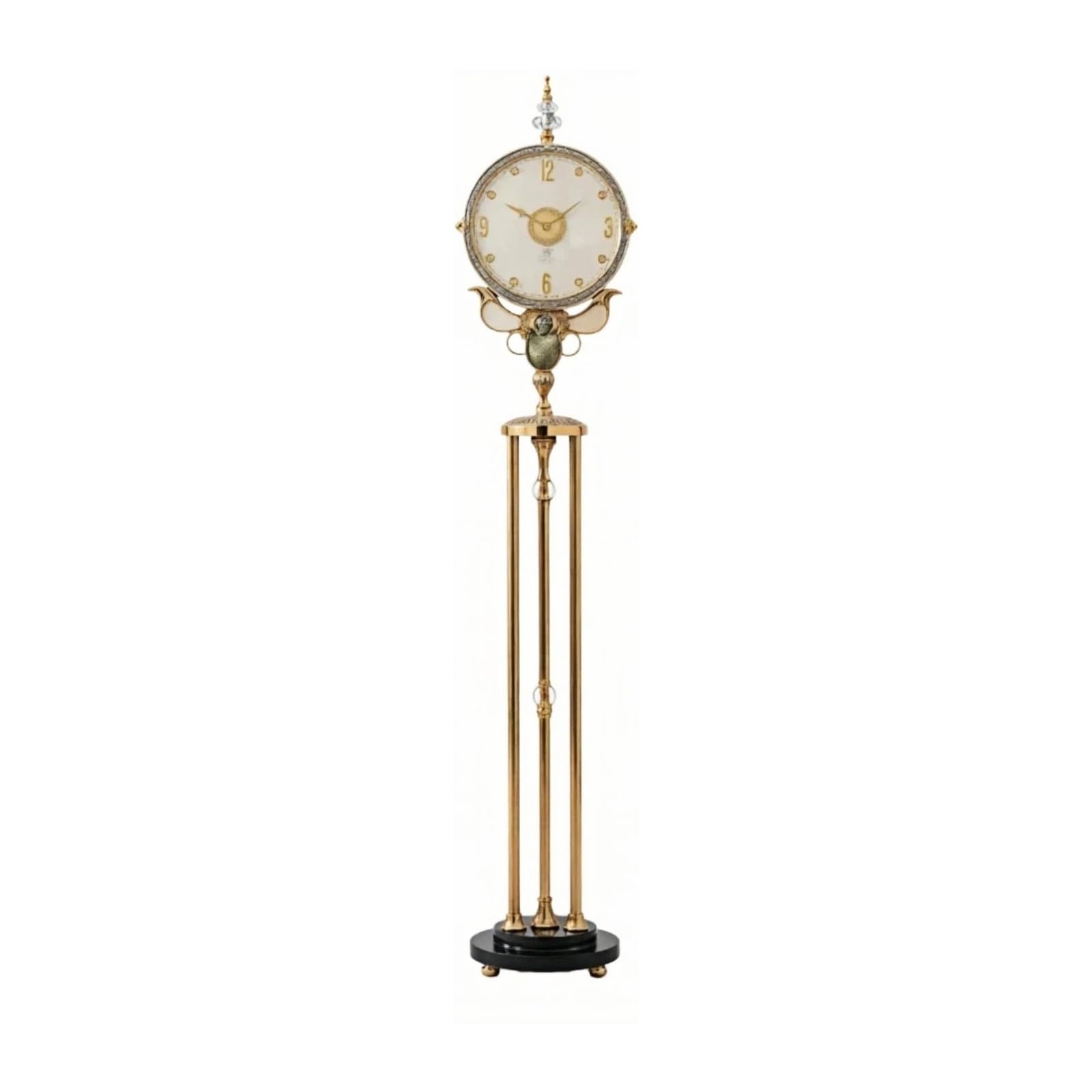 HLHLOP777 Grandfather Alarm Metal Floor Standing Clock Quartz Silent Base for Villa and Office Floor Clock(White)