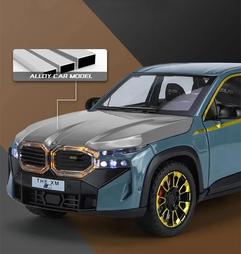 Image of 1:24 B.M.W XM SUV Diecast Alloy Model Car - Pull Back Toy Vehicle with Sound, Lights, Openable Doors - Metal Sports Car Toy Gift for Boys & Kids (Black)