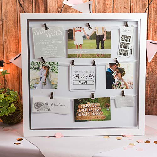 Pearhead Mr & Mrs Clip Collage Wedding Frame, Wedding Gift, Engagement Gift, Bridal Shower Decoration, White – Ansicht 3