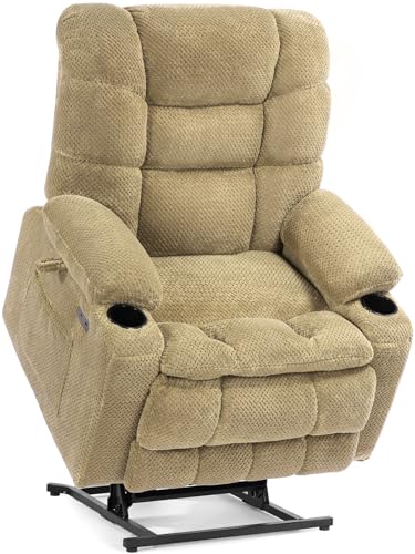 Sillón eléctrico reclinable beige con tela peluche miniatura 1