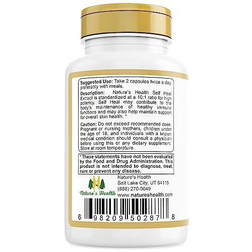 Nature's Health Self Heal Prunella Vulgaris Supplement – Heal All – Promote Healthy Skin & Immune System Support – 1000 Mg Per Serving – 60 Vegetarian Capsules – Non-Gmo #TOP1