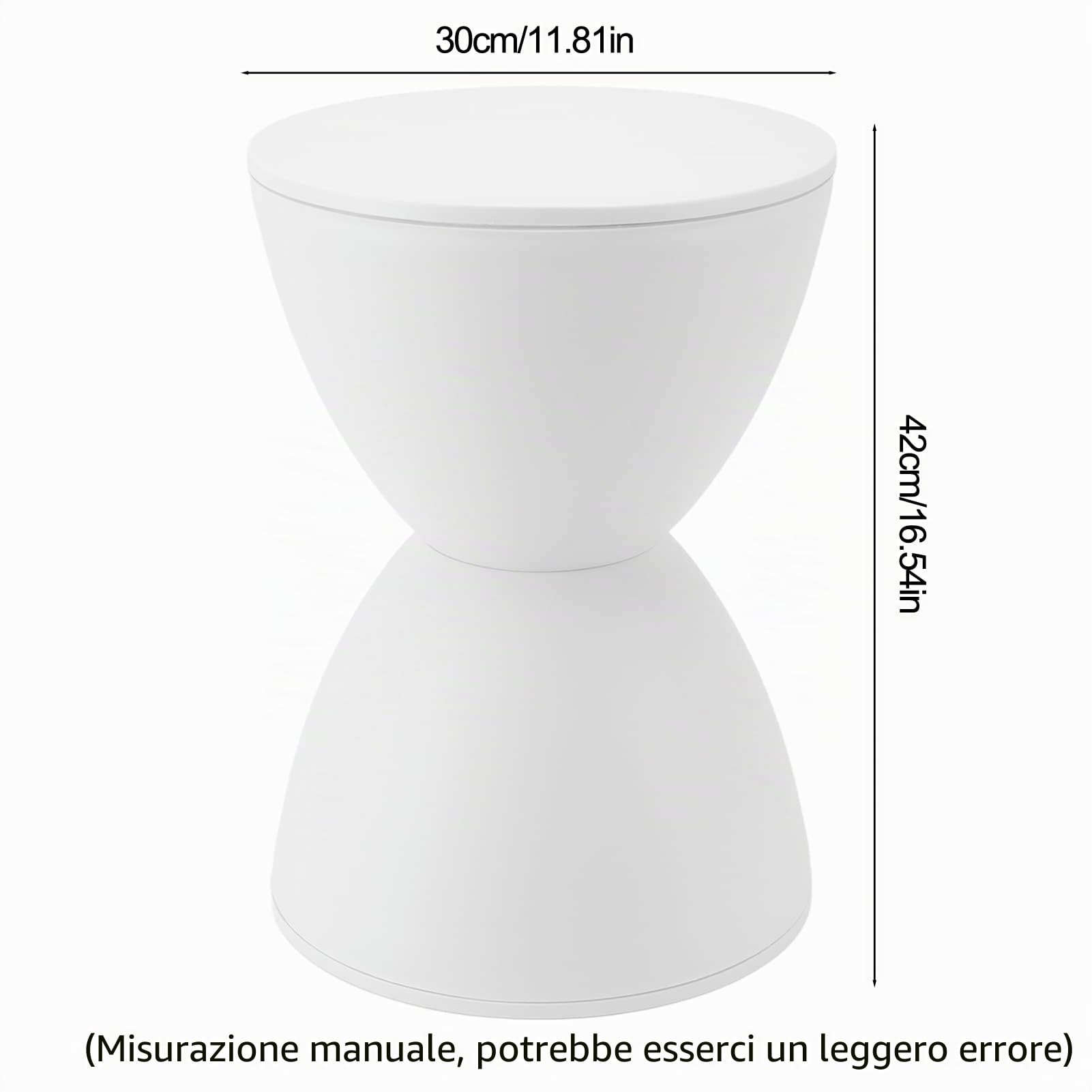 Sgabello Rotondo in Plastica Clessidra, Stile Nordico per Casa e Bagno (Blanc)