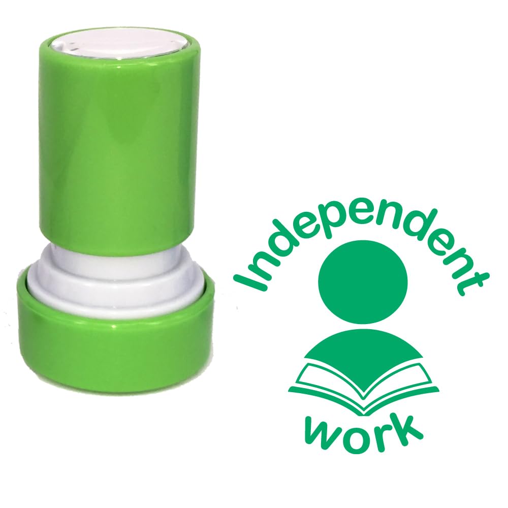 Xclamations Green Independent Work Teacher Stamp. Self-Inking, 22Mm, Reinkable, Quality Stamper For Marking And Praise. Ink*