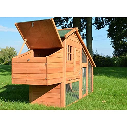 Pollaio in legno per giardino esterno 2/5 galline gabbia anatra 2 posatoi modello Comfort 190x62x114 cm