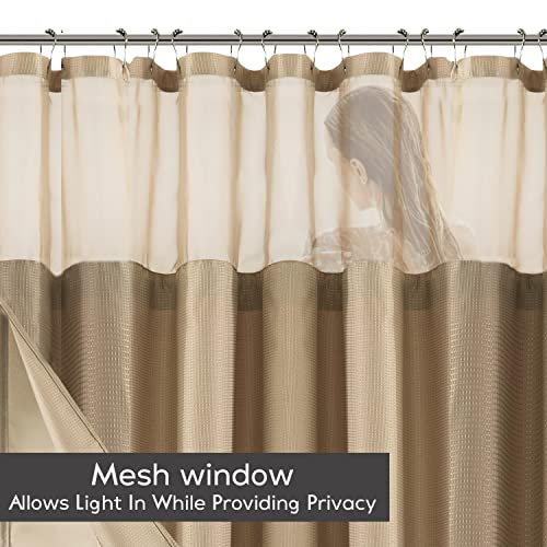 Dainty Home Waffle Weave Shower Curtain With Liner Sets, Modern Shower Curtain for Bathroom With Mesh Top Window - Image 4