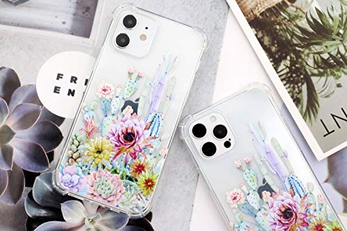 IiEXCEL iPhone 12 Case Cactus, iPhone 12 Pro Case Cactus, Prickly Pear Succulent Plants Clear Flexible TPU Bumper Protective Cover Case for iPhone 12 Pro/iPhone 12 5G 2020 6.1inch - Cactus
