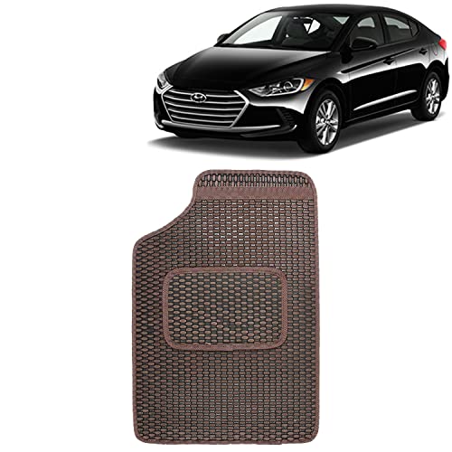 Image of Kingsway Dotted Design Car Floor Foot Mats Universal Fit for Hyundai Elantra, Model Year : 2016-2019, Water and Dustproof, Color Brown, Set of 5 Pieces