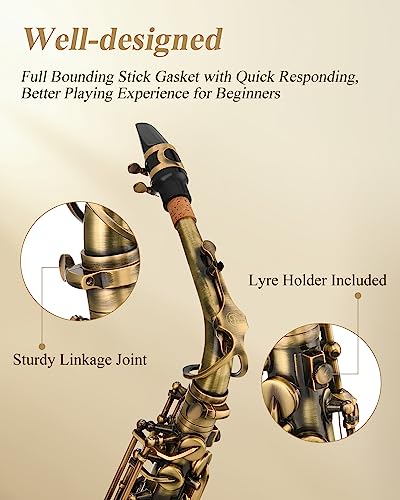 Image of Eastar Alto Saxophone Beginner E Flat, Vintage Bronze Full Kit, AS-II-Ab