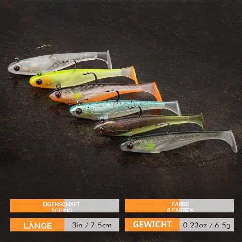 TRUSCEND Angelköder Gummifische Kunstköder Gummiköder Set Fische Angeln Forelle Zander & Barsch Köder Jigköpfe, BKK/VMC-Haken, Japan-Formel, Süßwasser-Salzwasser-Fischen Geschenk für Männe