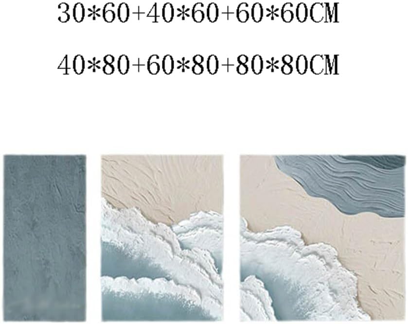 YNBJIL Living room decoration painting, sofa background wall, triptych three-dimensional sandstone painting(Small)