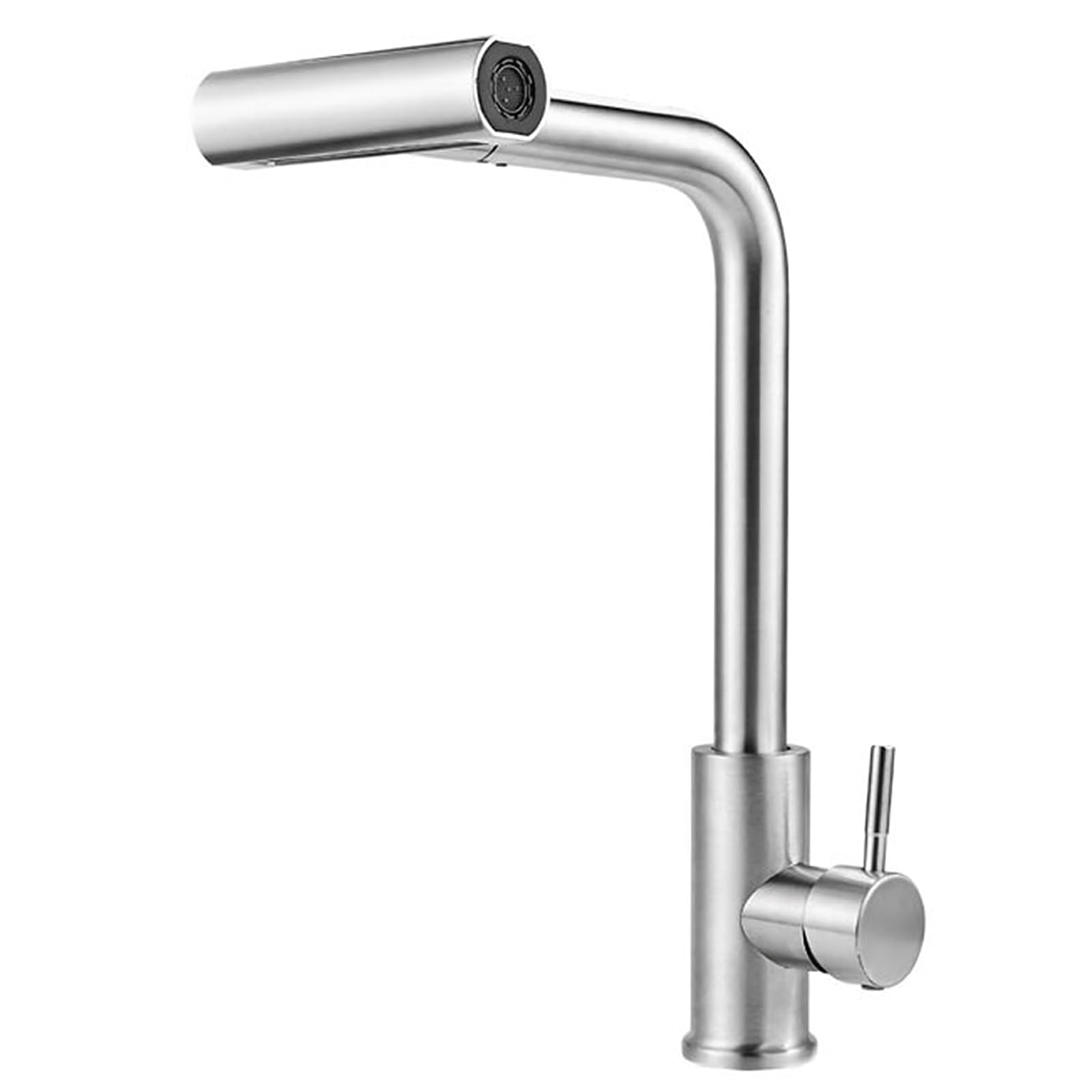 Grifo de Cocina con Cascada, Grifo Giratorio de Acero Inoxidable con 4 Modos de Chorro Boquilla ExtraíBle y Mezclador Monomando para Cocinas Moderna