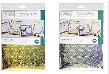 Deco Fancy Foils - Transfer Sheets - 12 Each of Colors Gold Sequins and Silver Sequins