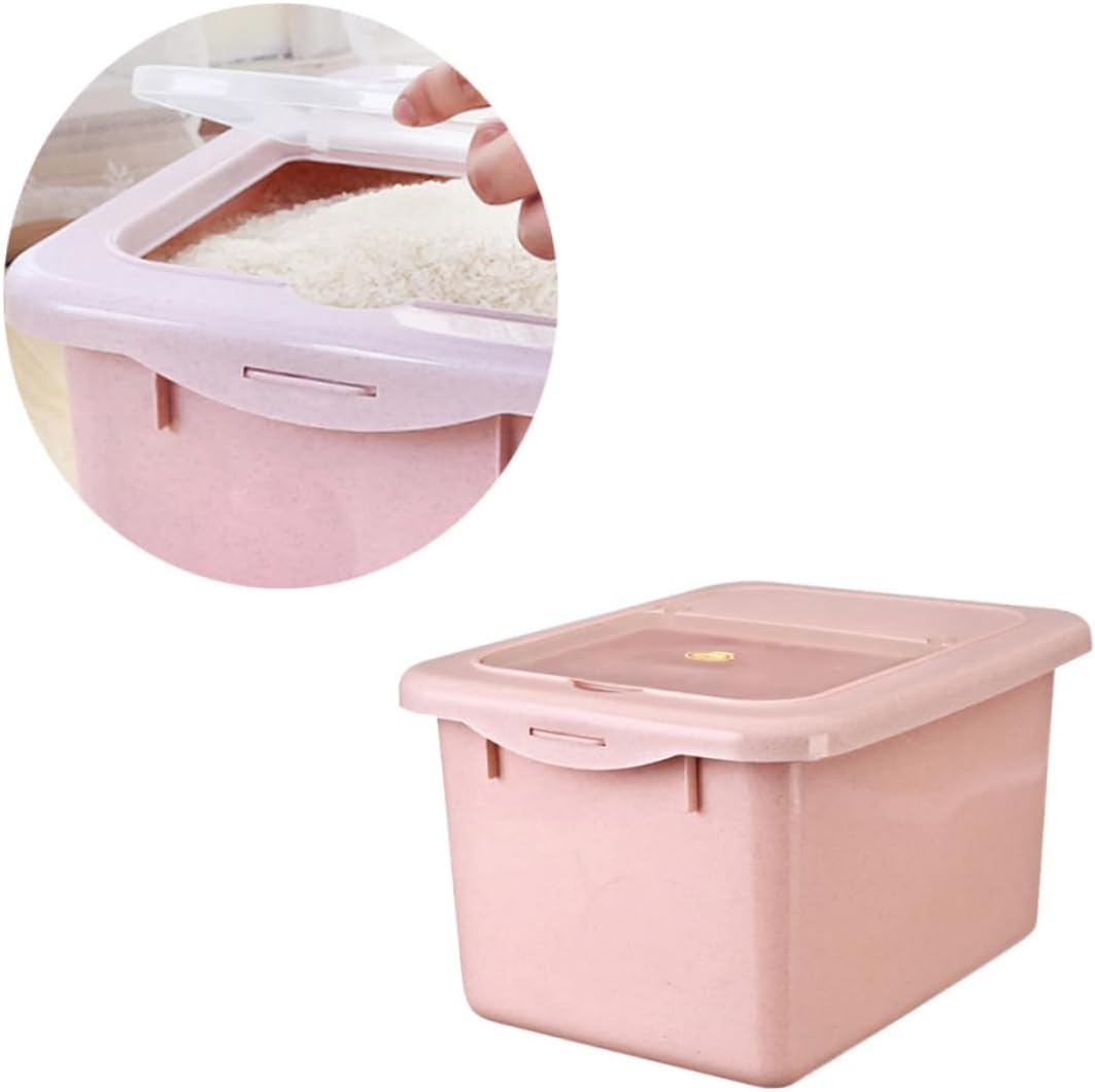 Moisture Rice Storage Container Large Pink Plastic Bin Airtight Seal for Dry Food Cereal and Grain Organization Kitchen Pantry