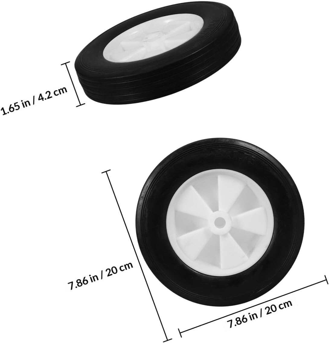 2pcs Solid Rubber Mower Replacement Wheels 8-inch Treaded Lawn Mower Wheels for Grass Cutter and Outdoor Cart Replacement