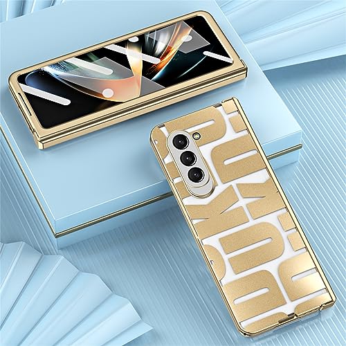 Coque Z Fold 5 étui transparent rigide PC avec motif lettre tendance - 6