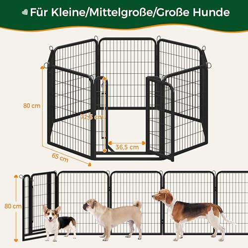 Yaheetech Welpenauslauf 8 Panele 80 cm hoch Metall mit Tür