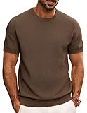 PJ PAUL JONES Mens Summer Tee Short Sleeve Knit Shirts Casual Crew Neck Pullover Tees Coffee