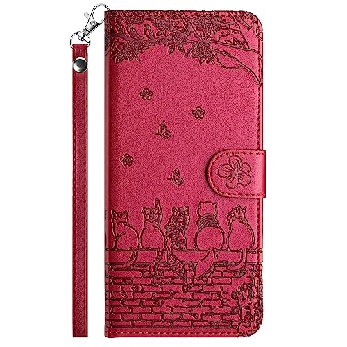 Tivenfezk Nadoli Chat Coque pour iPhone 7/8/SE 2020/2022,Gaufrée Clôture Chats Papillon Fleur Etui PU Cuir Flip Cover Antichoc Portefeuille Housse avec Fermeture Magnétique Carte Fentes