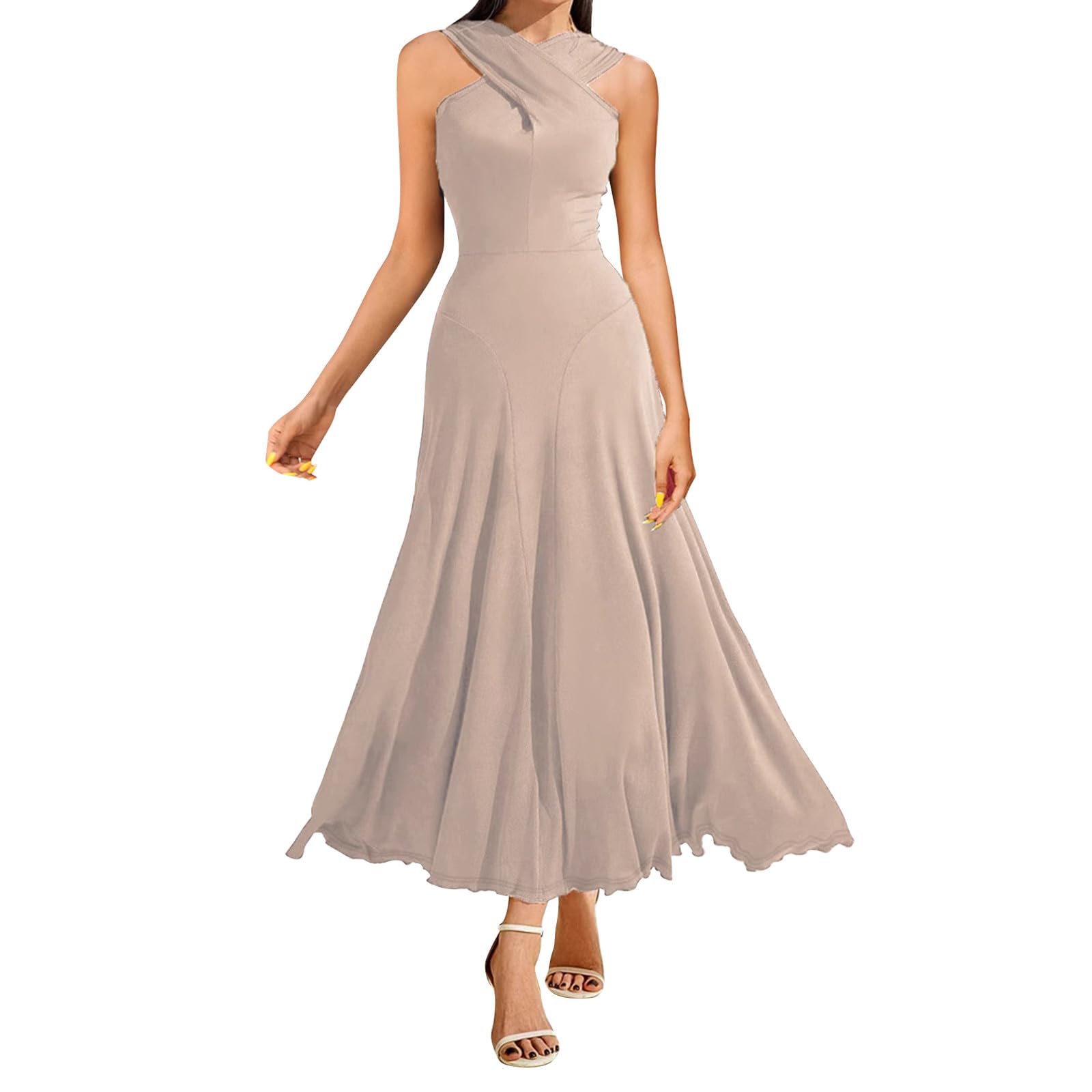 Cocktail Party Dress For Women Uk Elegant Halter Neck Sleeveless |  Desertcart BAHRAIN