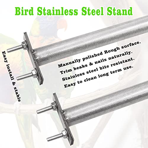 Image of Bird Perch Stand, Stainless Steel Parrot Paw Grinding Sticks, Bird Cage Accessories, Bird Standing Branches Toy for Parrots, Parakeets, Cockatiels
