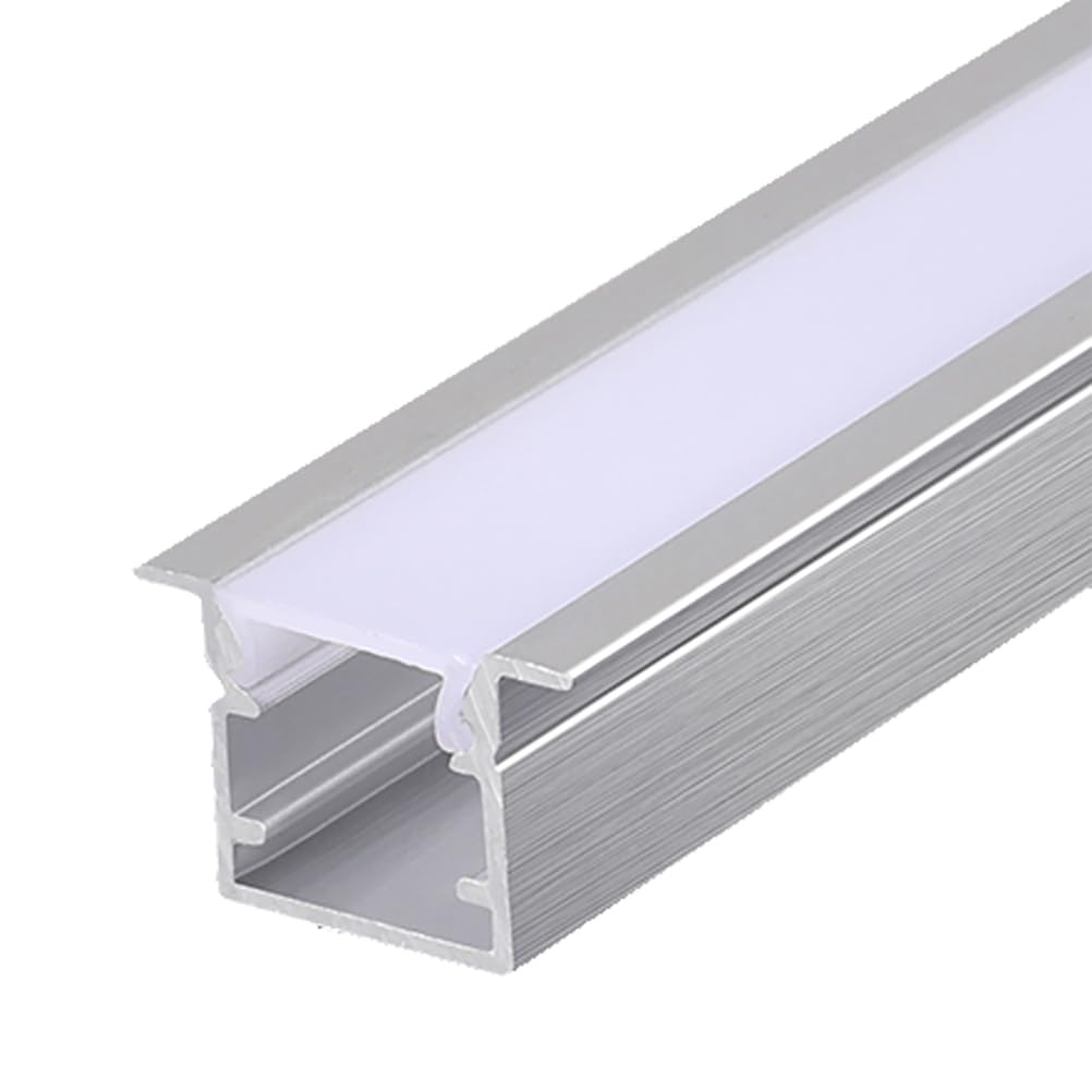 RISHORI LED Aluminum Channel 1m/3.3Ft,U Shape LED Recessed Strip Light Diffuser Profile Extruison for Living Room Bedroom Bathroom Stairs,10mm*13mm with edge