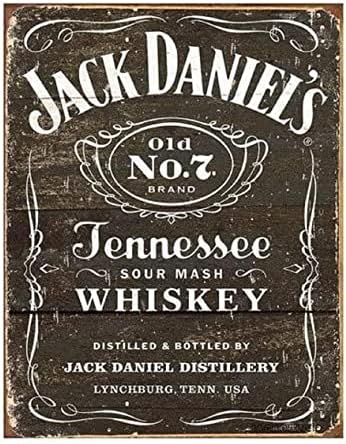 JACKGOLD MS1916 Unique Jack Daniel's-Weathered Logo Tin Sign 12 x 16 Inches