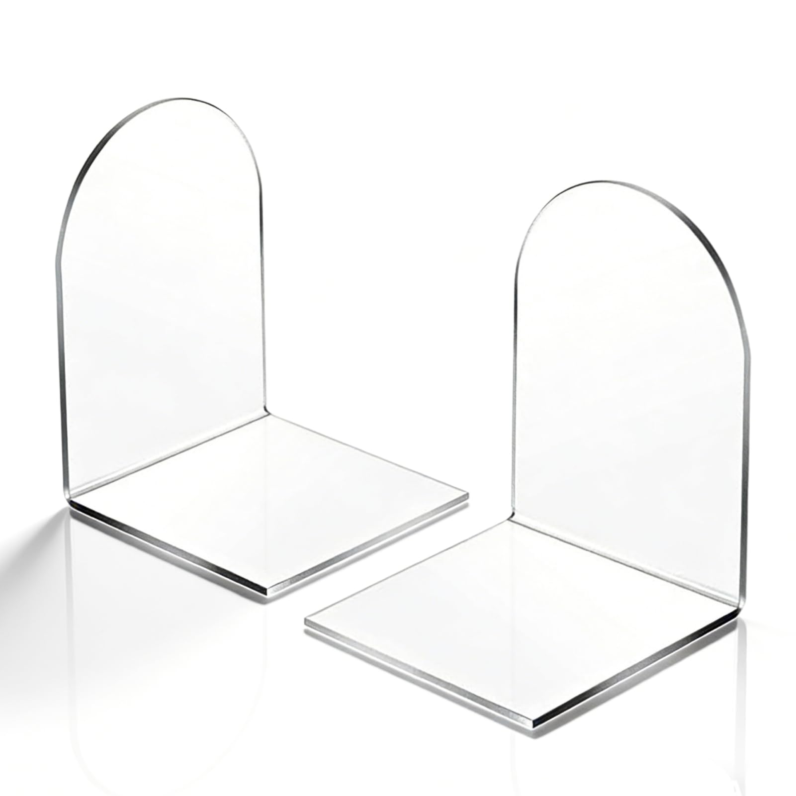 Photo 1 of 1 Pair Acrylic Bookends, Clear Decorative Heavy Duty Book End Thicken Non Slip Bookends L Shaped Book Stopper Holders for Shelves Desk Student Office (White)
