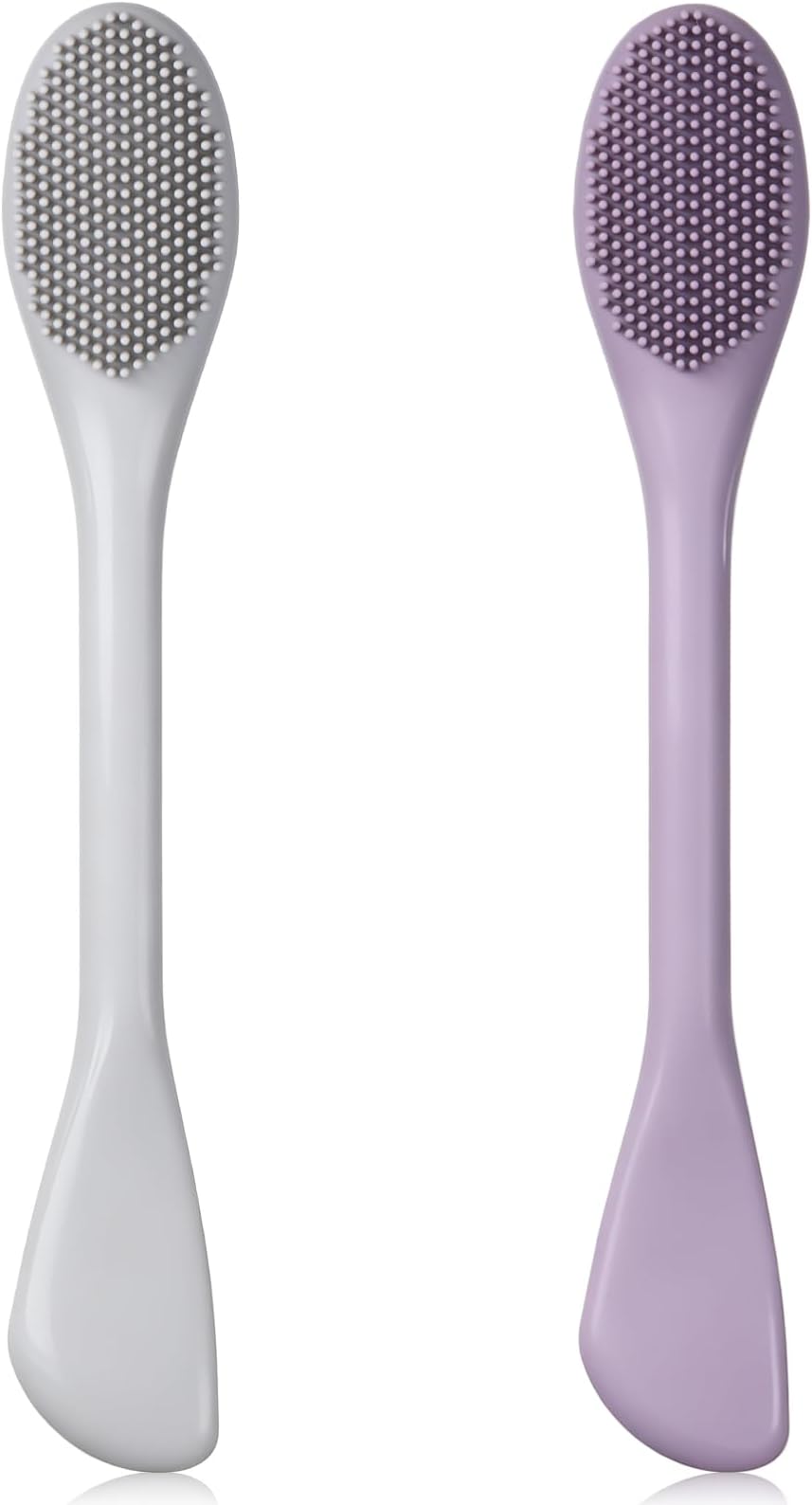 2 Pcs Facial Cleansing Brush, Double Ended Silicone Face Scrubber Face Exfoliator Brush for Exfoliating, Massaging, Remove Blackheads, Makeup Skincare Removal, Mud, Body Lotion, DIY Mask