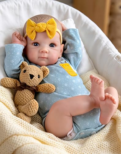 Aori Lifelike Baby Dolls 20 Inch Reborn Girl Doll in Blue Outfit
