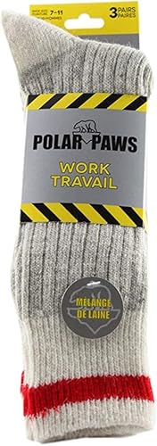 POLAR PAWS MEN WOOL WORK SOCKS 3 PAIRS 7-11