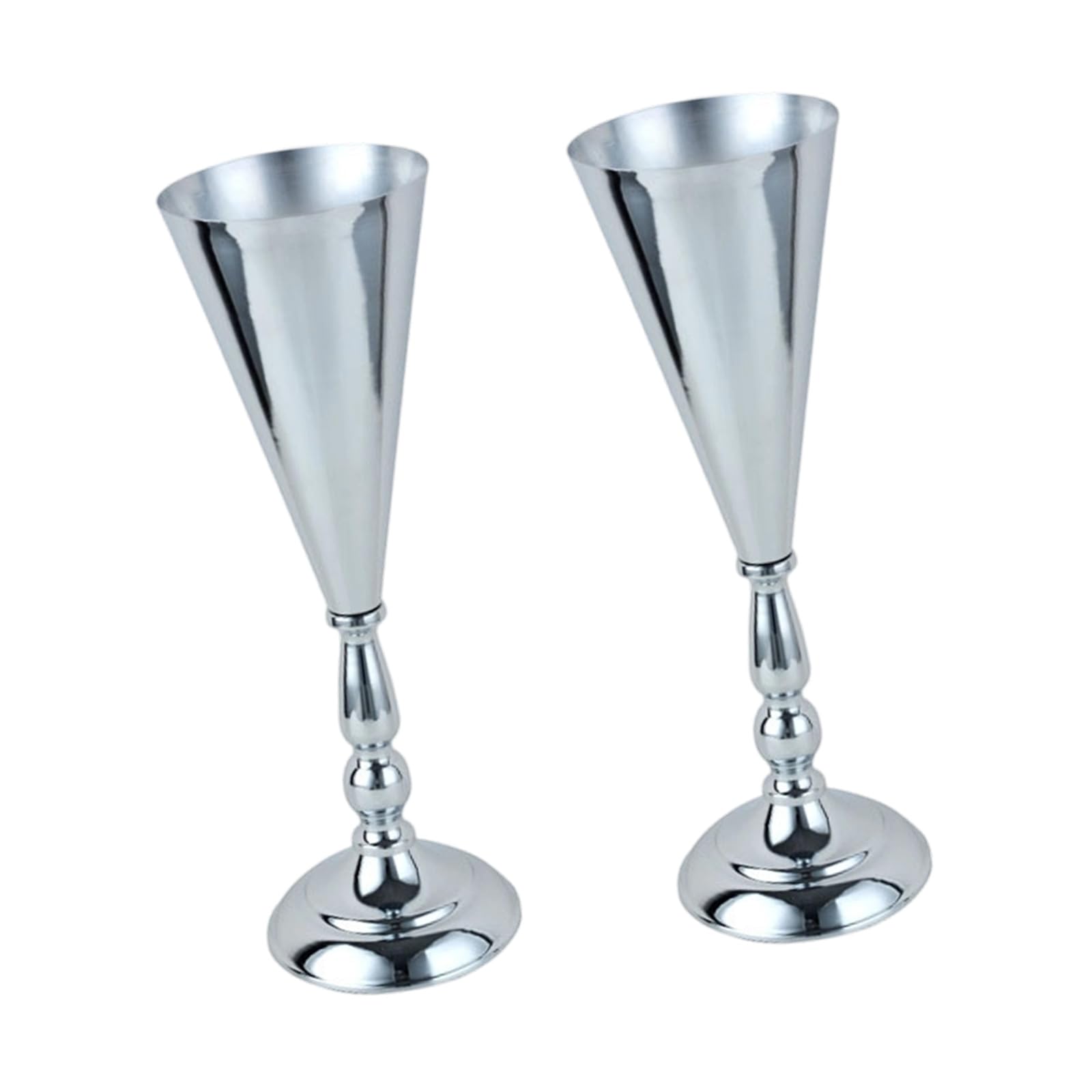 Whoasyst 2Pcs Tabletop Metal Wedding Flower Trumpets Vases Table Decorative Centerpieces Artificial Flower Arrangements Home Deck Metal Vases