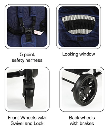 Image of LuvLap Elite Baby Pram Stroller - Blue