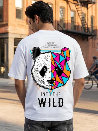 Image of Bewakoof Men's Graphic Printed 100% Cotton T-Shirt - Oversized Fit, Round Neck, Half Sleeves
