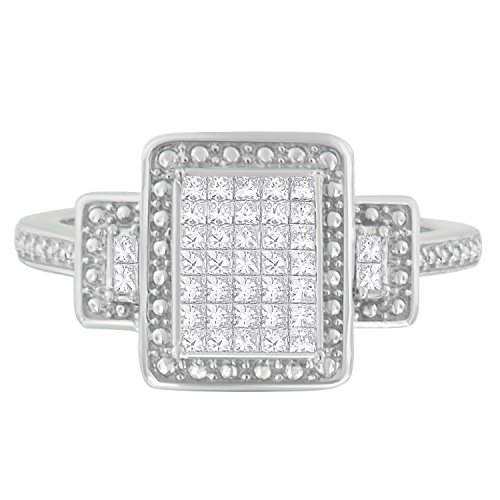 Original Classics .925 Sterling Silver Princess Cut Diamond Ring (0.43 Cttw, I-J Color, I1-I2 Clarity) - Size 7-1/2
