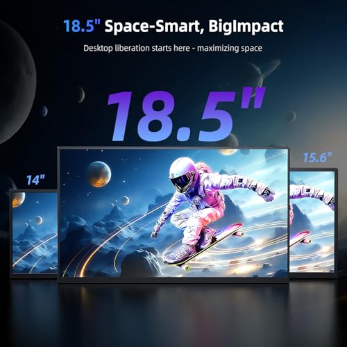 EVICIV 18.5" 120Hz Portable Monitor, 1080P Gaming Travel Portable Screen w/VESA & Kickstand, USB-C Mini HDMI External Screen for Laptop/PC/Phone/Tablet, Compatible with PS3/4/5/Xbox/Switch/Steam Deck - Image 2