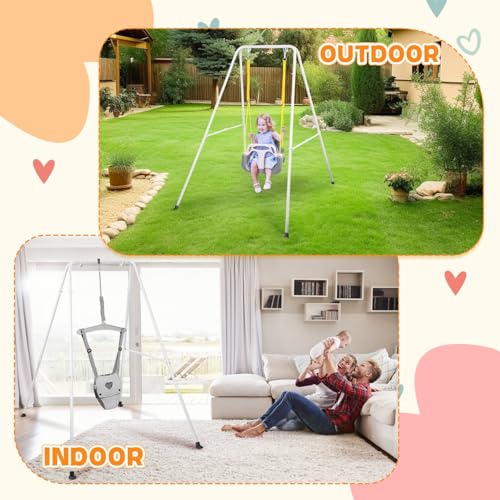Image of 4-in-1 Toddler Swing Set & Baby Jumper and Bouncer for Toddlers | Foldable Baby Swing Stand for Outdoor /Indoor Play, Easy to Assemble and Store for Ages 6 Months to 10 Years Old