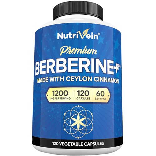 Nutrivein Premium Berberine HCL 1200 mg with Ceylon Cinnamon -
