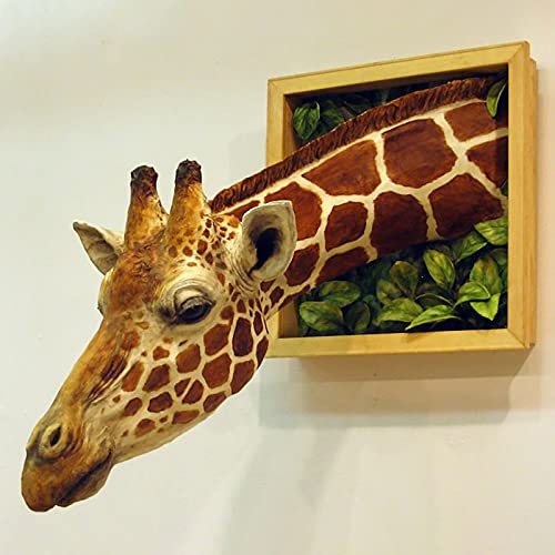 Gonebin Giraffe Head 3D Wall Hanging Decoration, Wall Art Realistic Animal Latex Statue For Indoor Wall Decoration,Living Room Decor #TOP2