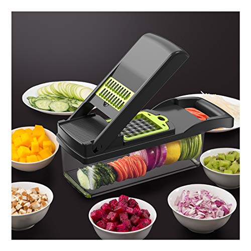 Food Cutter Mit Glasbehälter Zwiebel Dicer Food Dicer Chopper Küche, Gemüse Chopper Zwiebel Chopper Dicer, Multi Gemüseschneider Für Zwiebel Kartoffel Tomaten Käse Obst Obstsalat,Schwarz Cover
